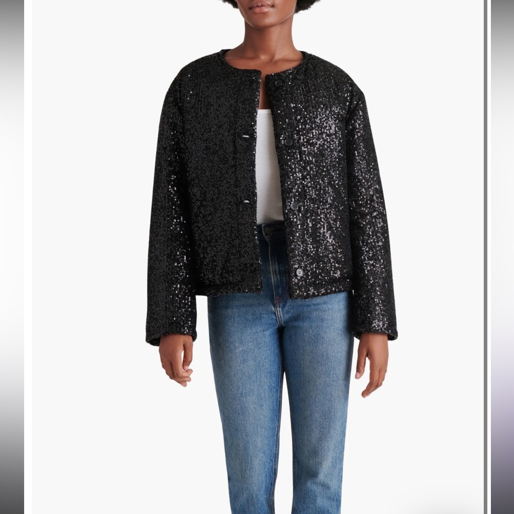 Steve Madden Sequin Crop Puffer Jacket